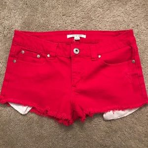 Red cut off Jean shorts